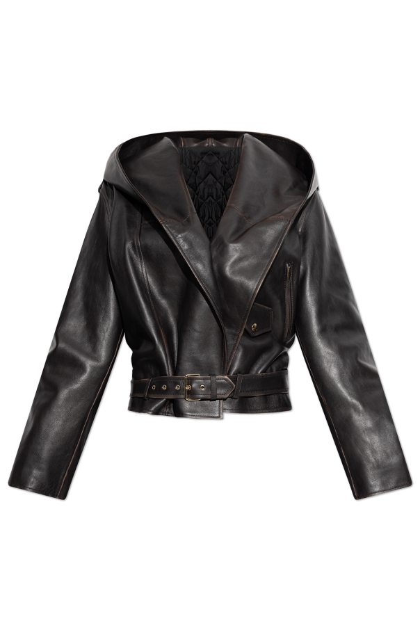 Alaïa Leather jacket with hood