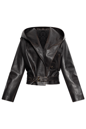 Skórzana kurtka z kapturem