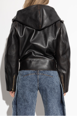 Alaïa Leather jacket with hood
