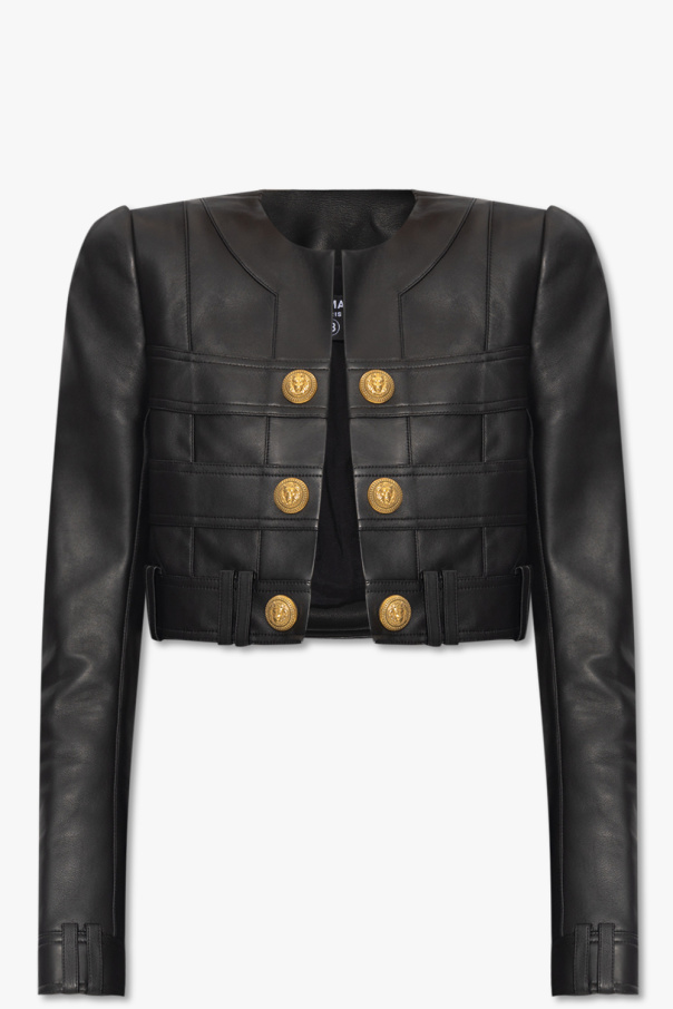 Balmain Cropped leather jacket