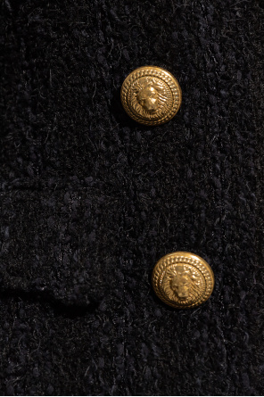 Balmain intarsia-knit Balmain Embossed Logo Denim Jacket