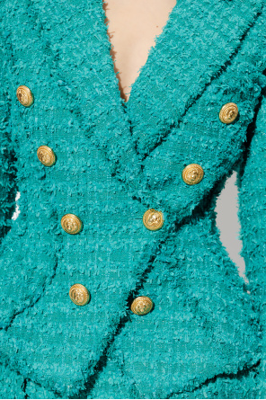 balmain print-panelled Tweed blazer