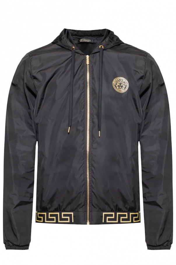 greek key and logo gym jacket