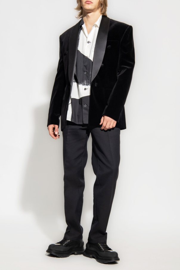 Balmain paillette-embellished velvet blazer - Black
