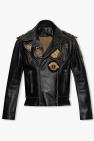 Balmain silver zip-detail biker jacket