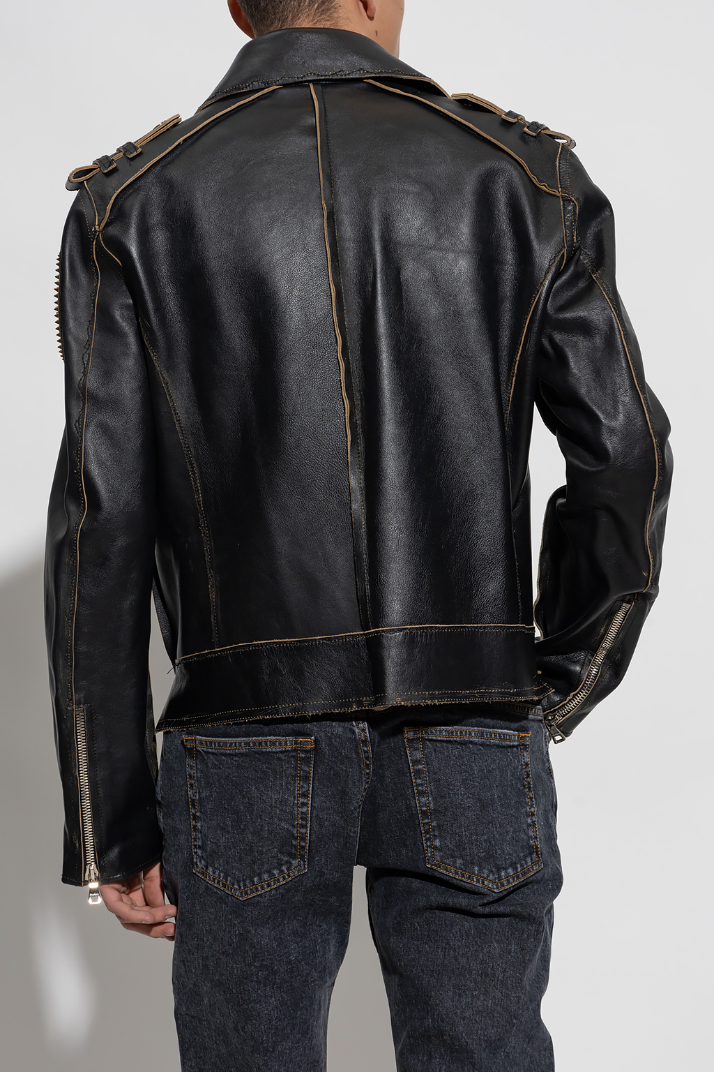 balmain effect Leather jacket