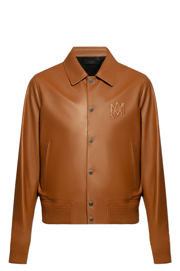 Leather jacket with logo od Amiri