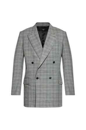 Dwurzędowa marynarka ze wzorem w kratę