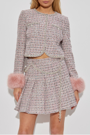 Self-Portrait Tweed blazer with faux fur