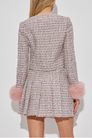 Self-Portrait Tweed blazer with faux fur