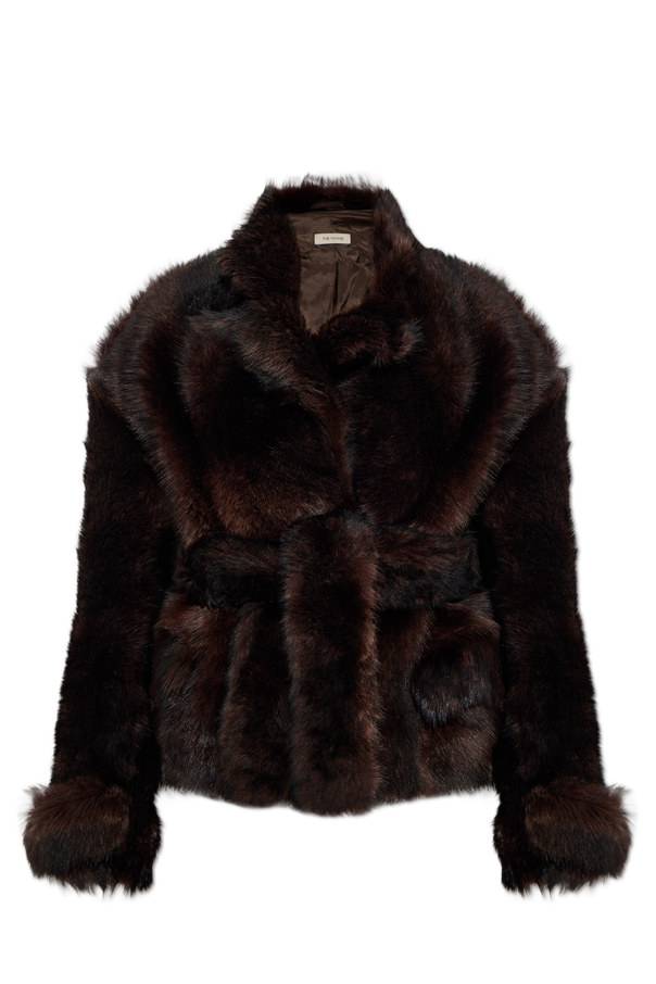 Short fur coat with belt od The Mannei