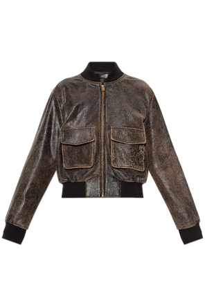 Leather jacket with pockets