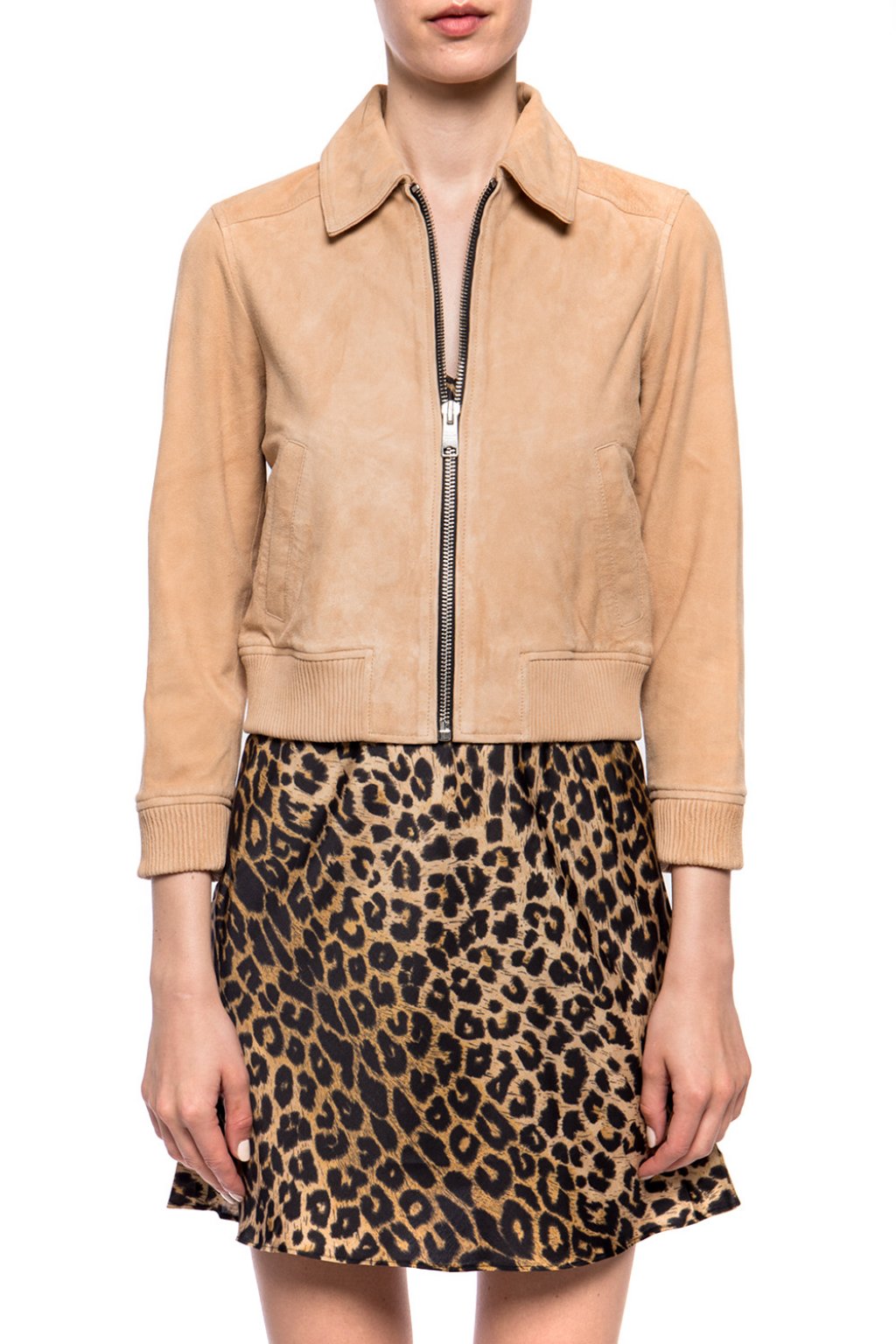 GG printed suede bomber jacket