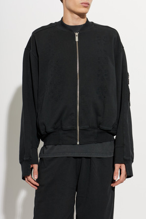 44 Label Group Men’s Distressed Black Bomber Jacket by 44 Label Group