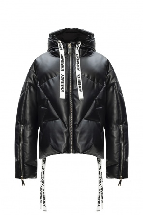 Threadbare Edan vinyl jacket with faux fur trims in black