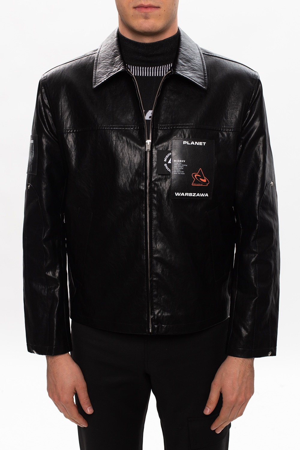 Misbhv Monogram Embossed Bandit Leather Jacket Black - Mens