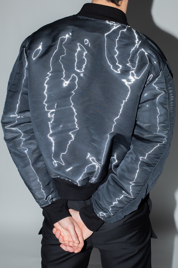 Black Gold Scratch Marble Print Men's Bomber Jacket