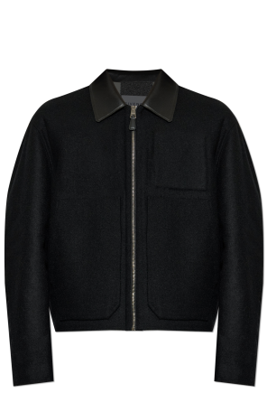Jacket with leather collar
