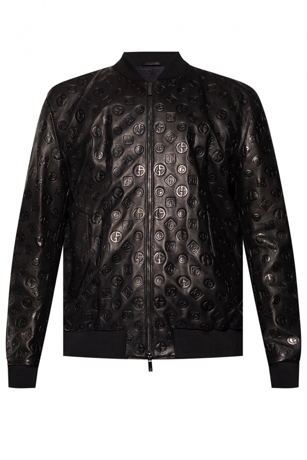 Giorgio armani fleece Leather bomber jacket