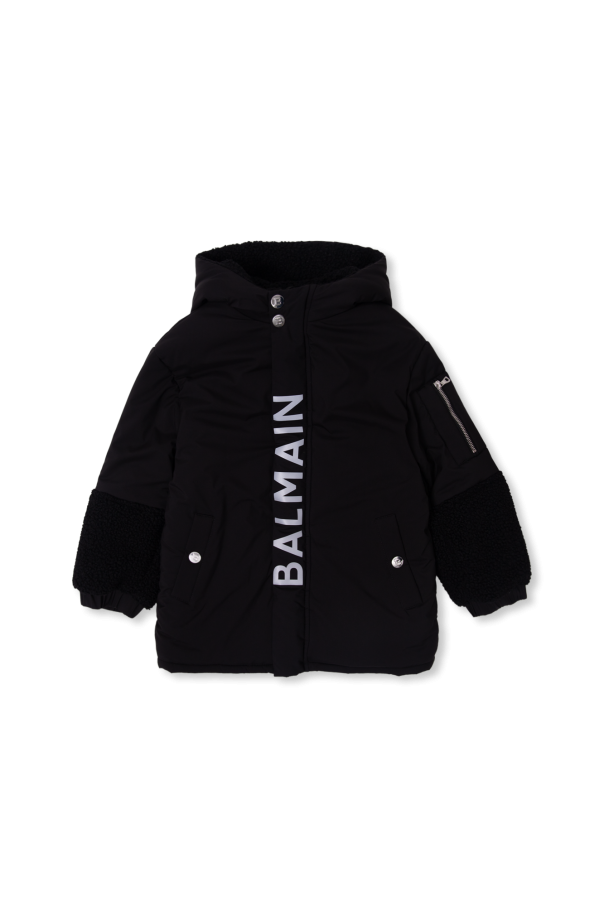Balmain Kids triangle balmain sleeveless cropped denim jacket