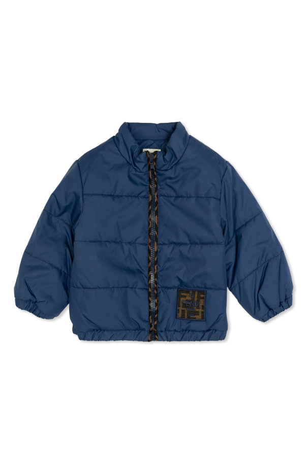 Insulated jacket with logo patch od Fendi Kids