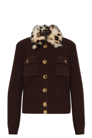 Cardigan with fur collar