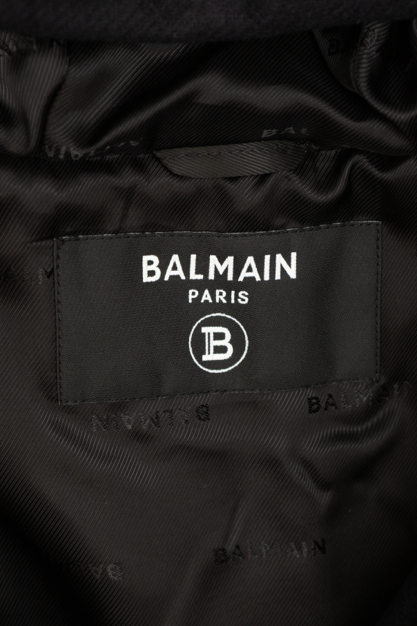 Balmain Kids Wełniana kurtka z kapturem