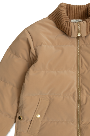 Chloé Kids Chaqueta de plumón con parche de logo