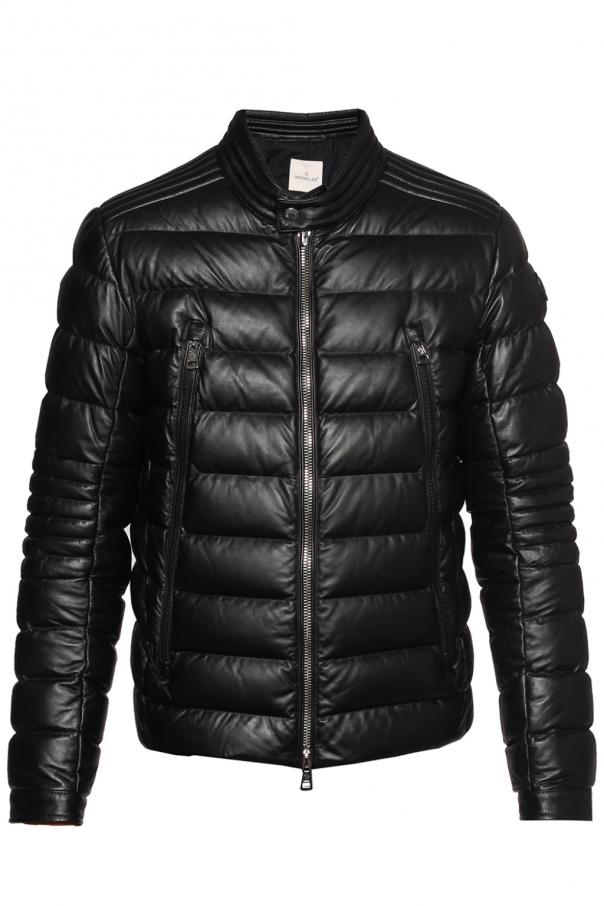 Black 'Amiot' quilted leather jacket Moncler - Vitkac HK