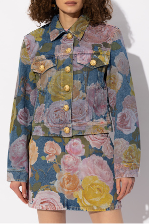 Balmain Denim jacket with floral motif