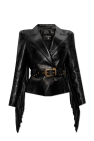 Balmain Leather jacket with fringes