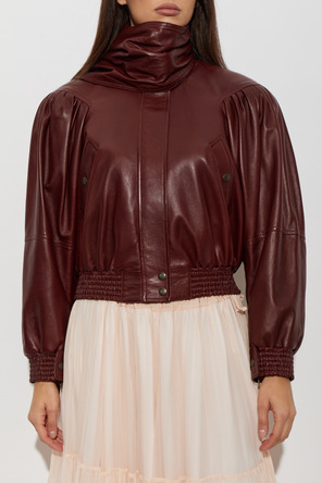 Chloé Chaqueta de cuero con bufanda desmontable