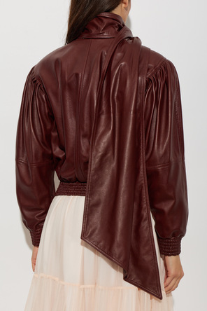 Chloé Chaqueta de cuero con bufanda desmontable
