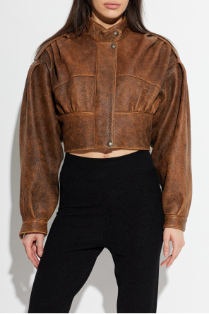 Chloé Leather jacket with stand-up collar