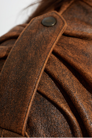 Chloé Leather jacket with stand-up collar