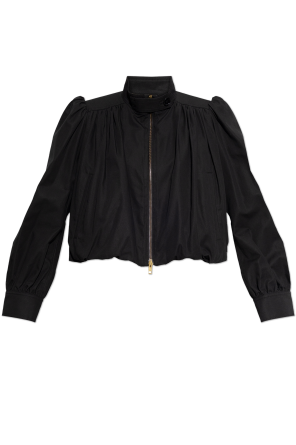 Short jacket with stand-up collar