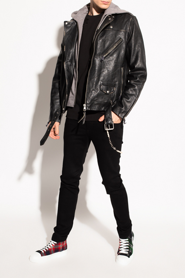 AllSaints ‘Charter’ leather jacket with hood