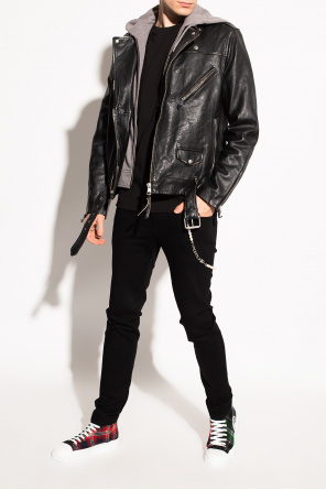 ‘charter’ leather jacket with hood od AllSaints