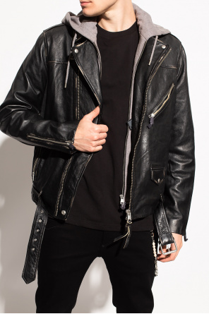 AllSaints ‘Charter’ leather jacket with hood