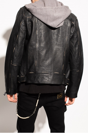 AllSaints ‘Charter’ leather jacket with hood