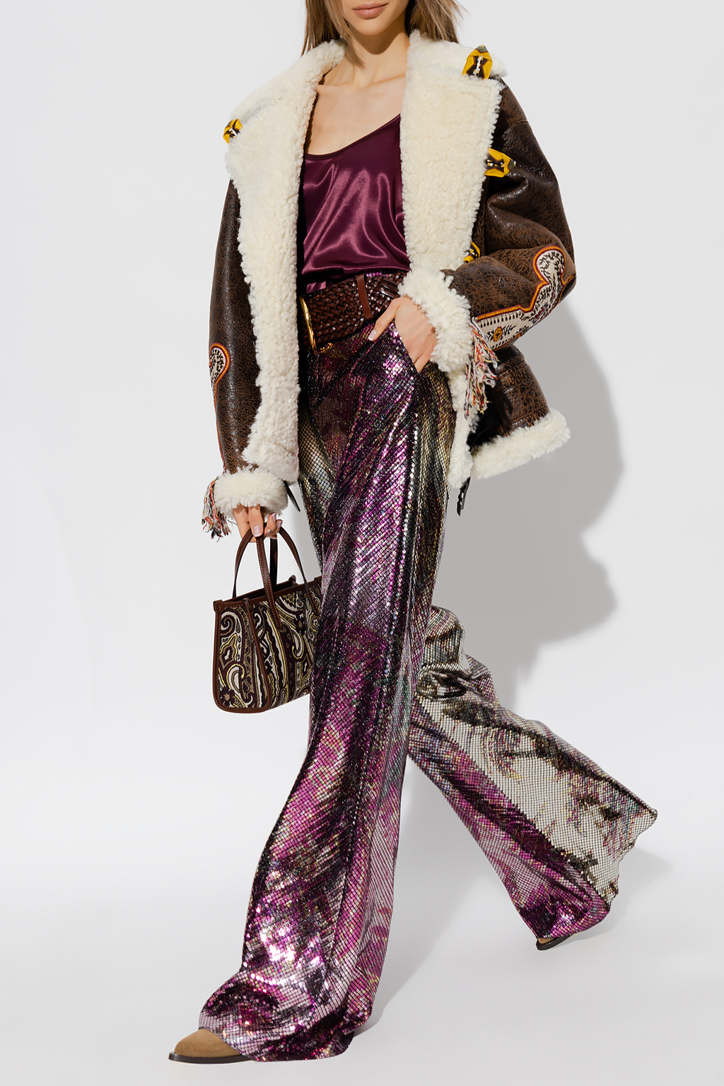 Etro Embroidered shearling jacket