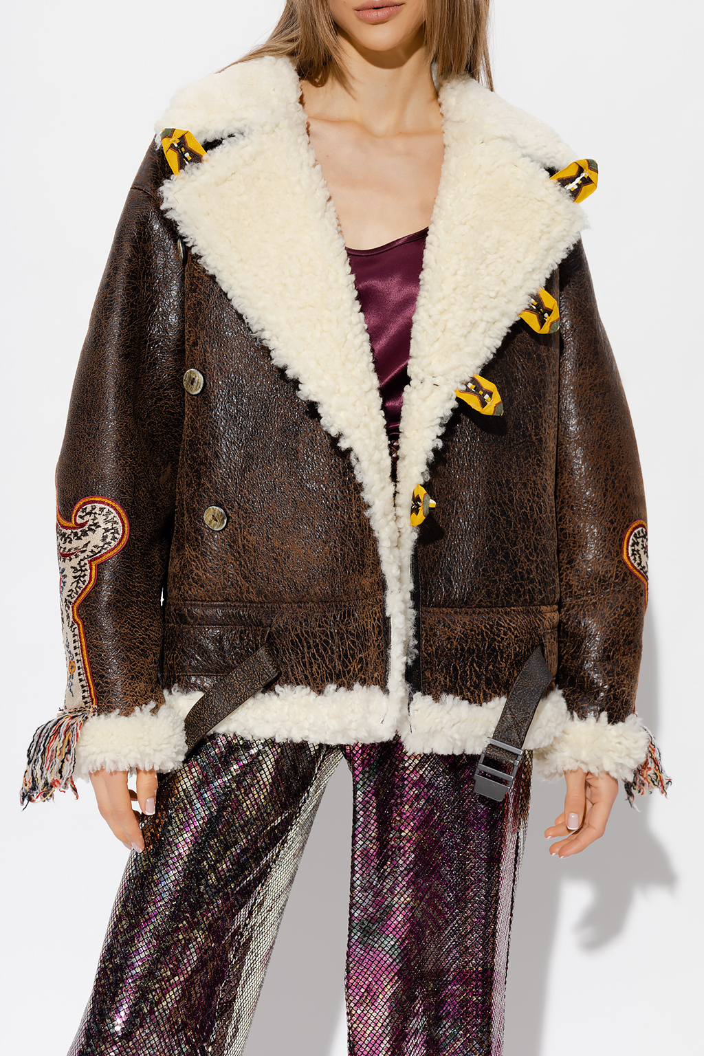 Etro Embroidered shearling jacket