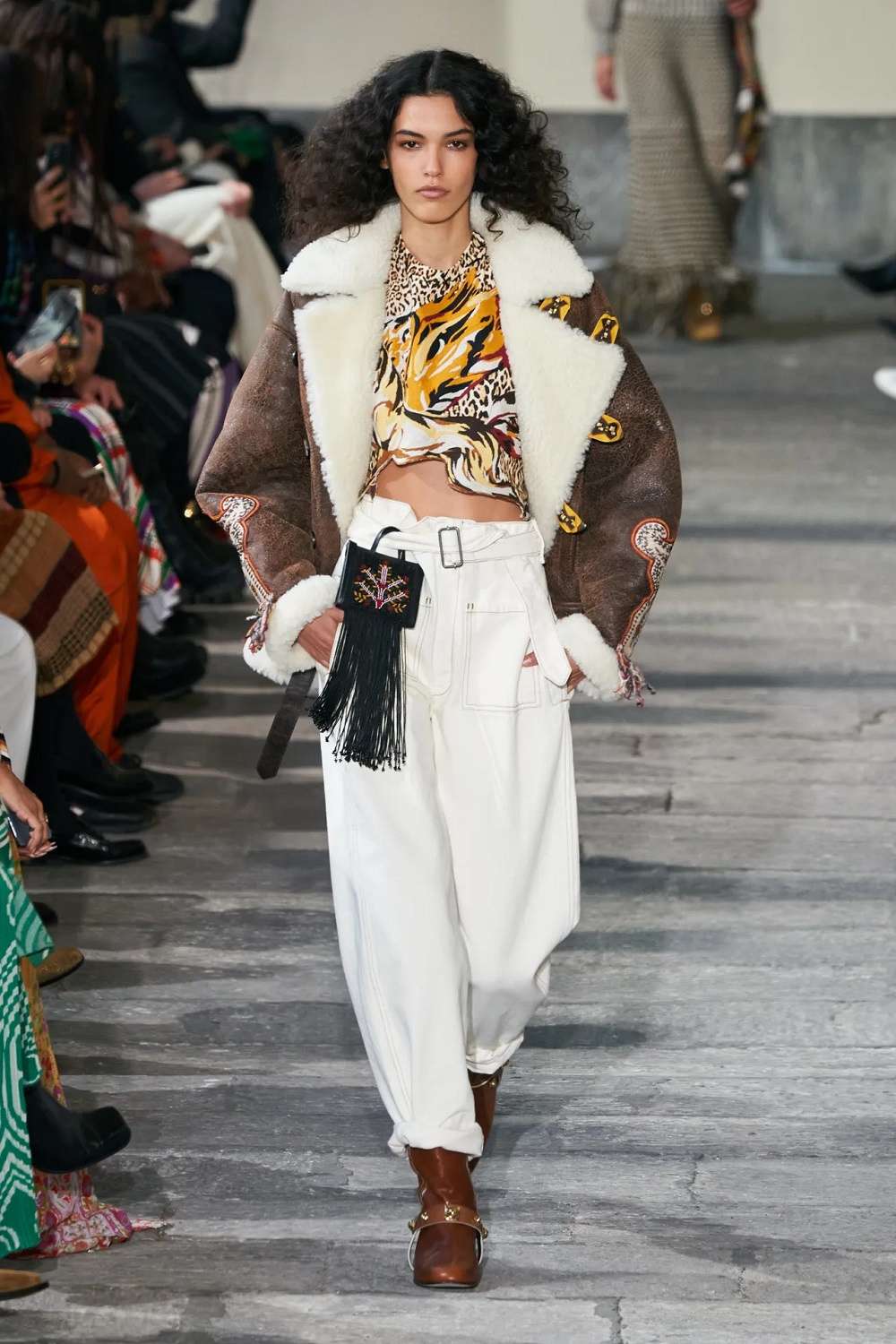 Etro Embroidered shearling jacket