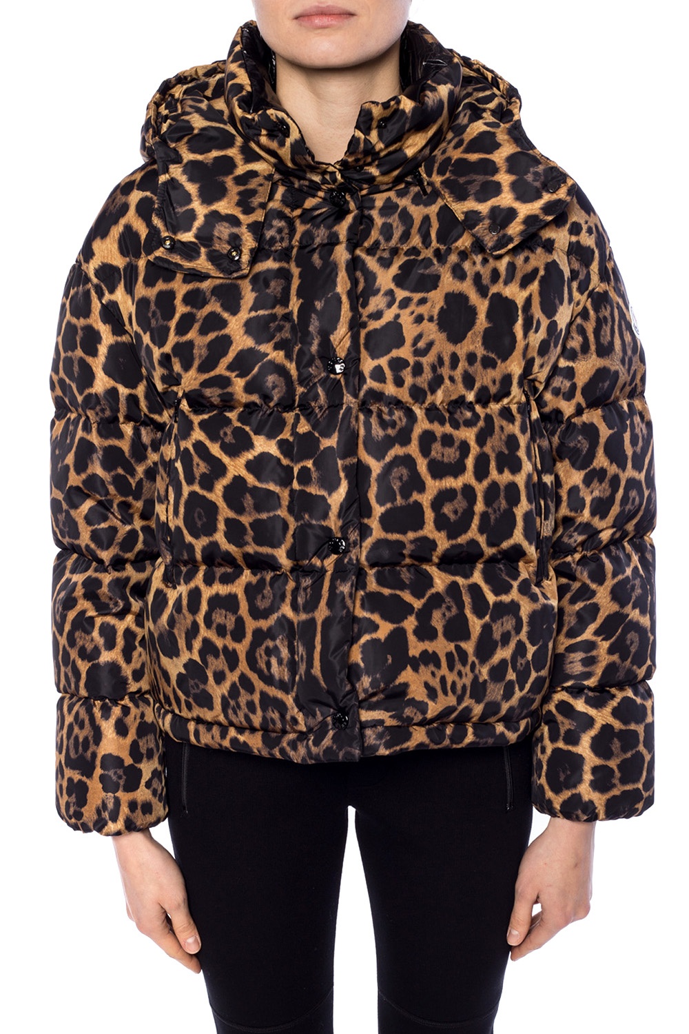 Moncler 'Caille' leopard print down jacket | Women's Clothing | Vitkac