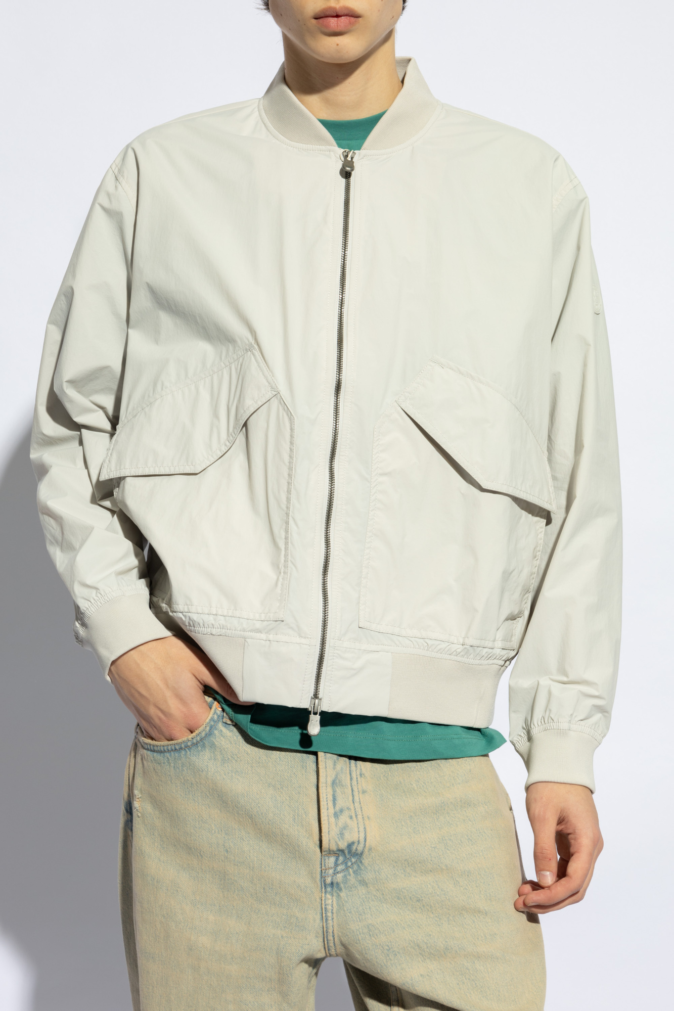 This liner shirt from Japanese streetwear brand ‘Myles’ bomber jacket