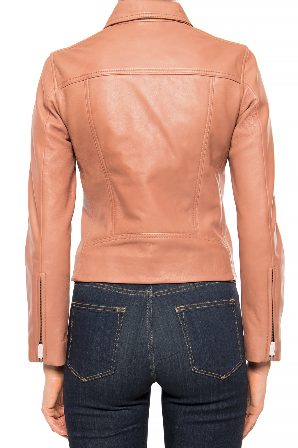 peach leather jacket