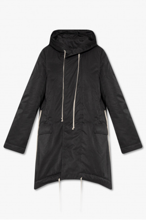 Hooded parka od zip-front leather jacket Bianco