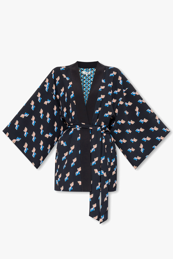 kenzo kids blue metallic jacket ‘Iseppa’ patterned kimono