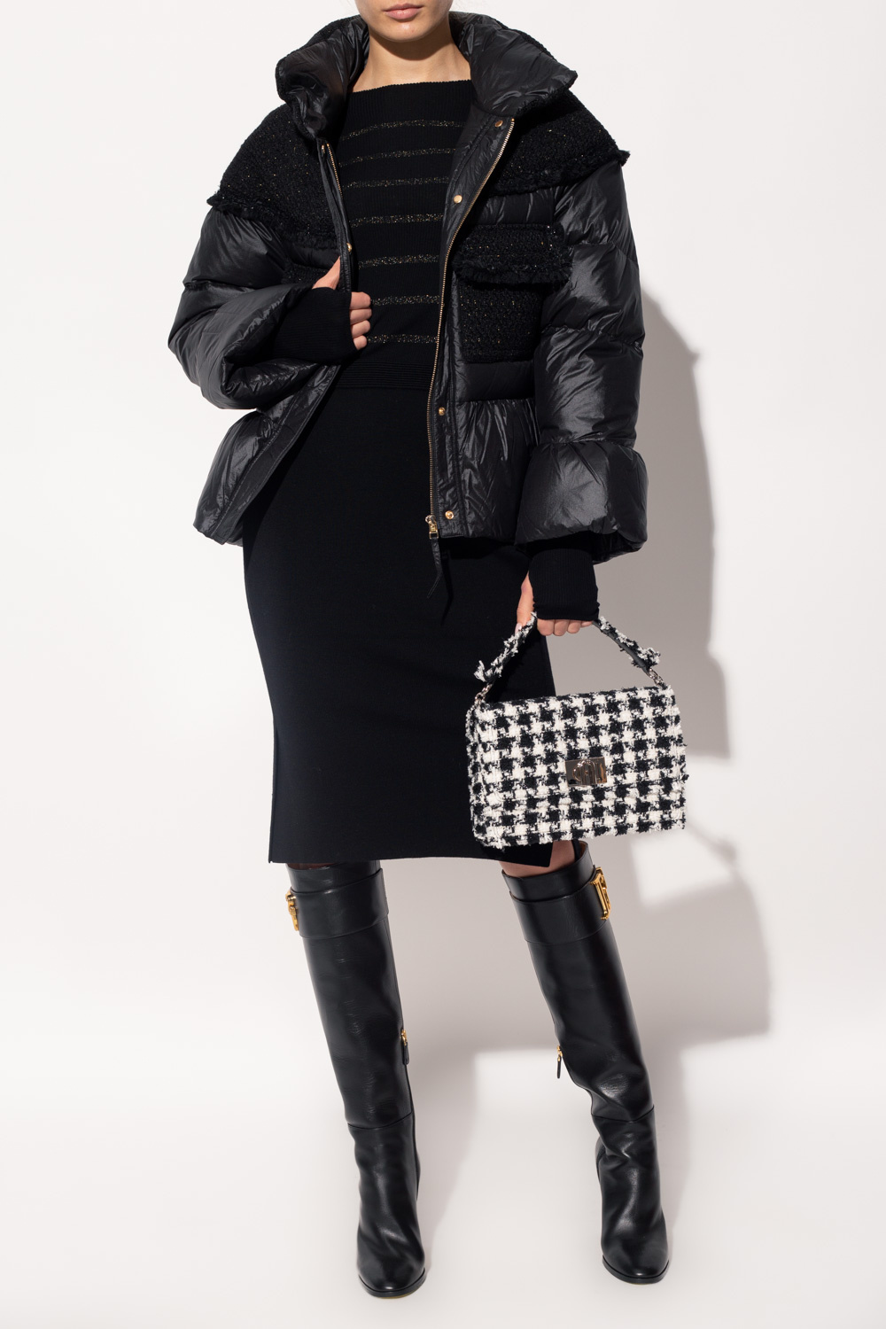 vera wang black sheer jacket Fred Quilted down jacket