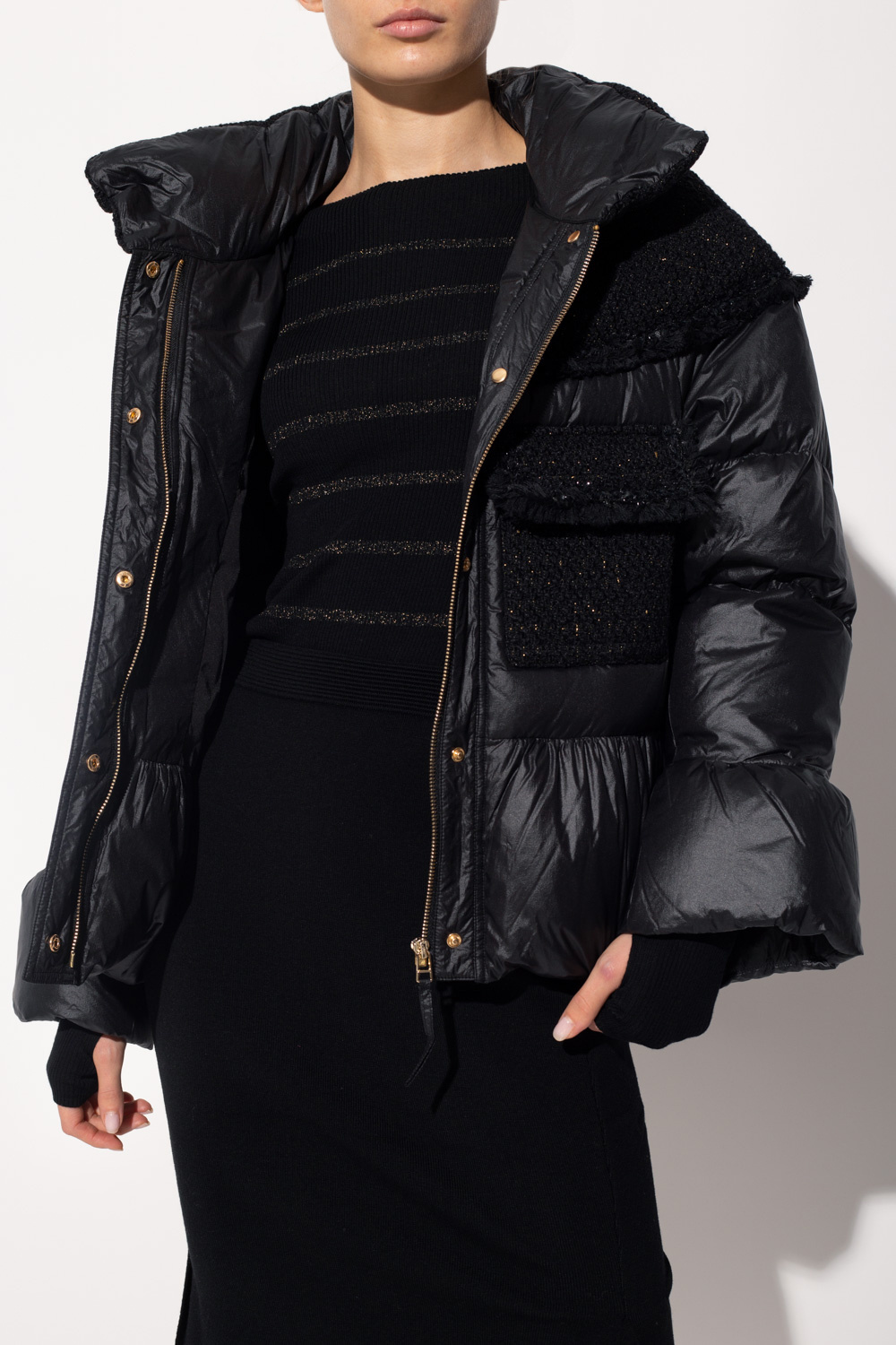 vera wang black sheer jacket Fred Quilted down jacket